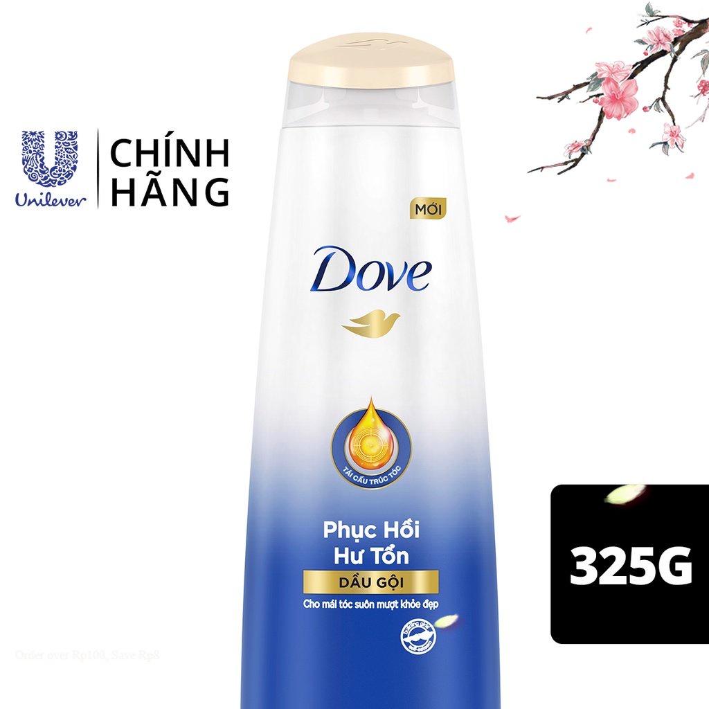 Dầu gội phục hồi tóc Dove 325g Phục Hồi Hư Tổn Công nghệ độc quyền Định Vị Hư Tổn Chính Xác cho tóc suôn mượt, khỏe đẹp