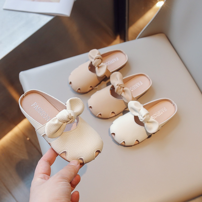 Xăng đan Mùa Hè 2023 Mũi Tròn Hở Ngón Thoáng Khí Đính Nơ Thời Trang Cho Bé Gái