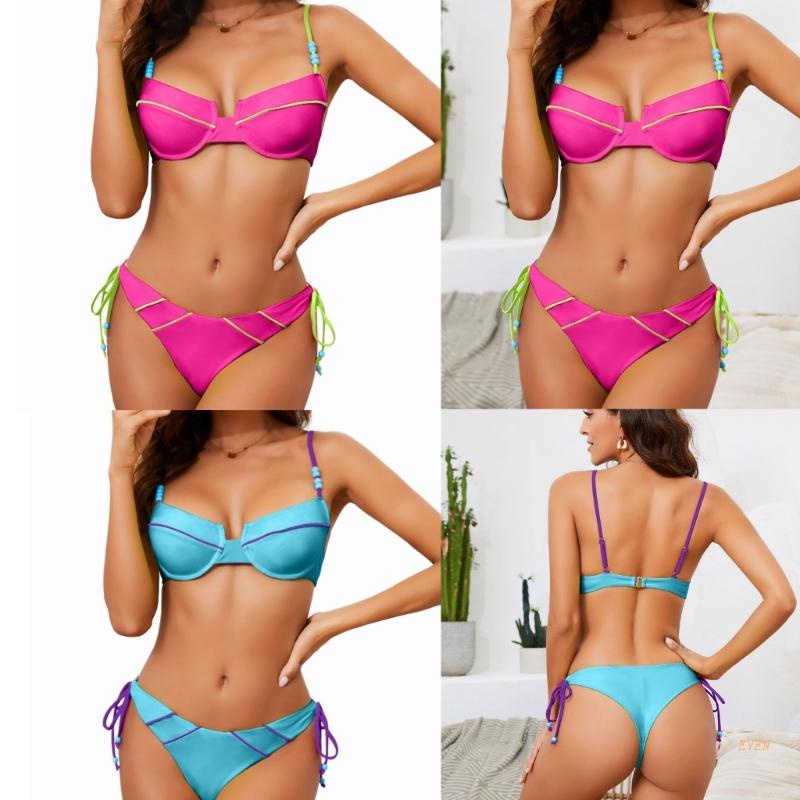 Bộ Bikini 2 Mảnh Có Gọng Nâng Ngực Đính Hạt Dễ Thương Quyến Rũ Cho Nữ