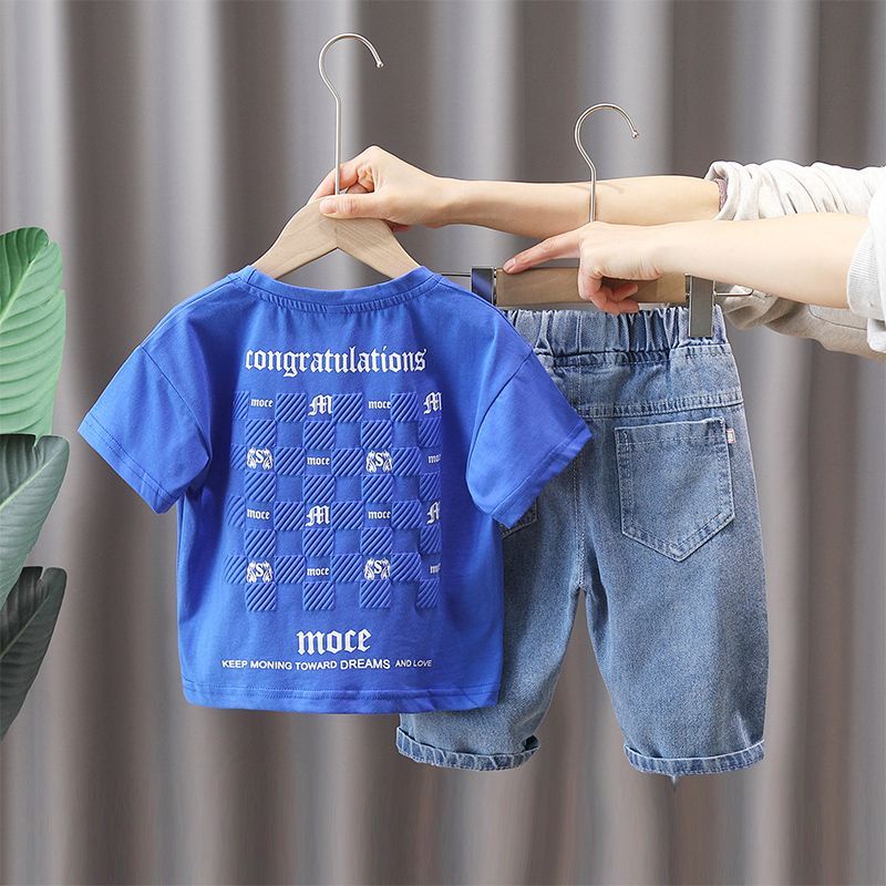 Set Đồ Mùa Hè Hai Món Gồm Áo Tay Cộc Và Quần Dài Thời Trang Mới 2023 Cho Bé Trai