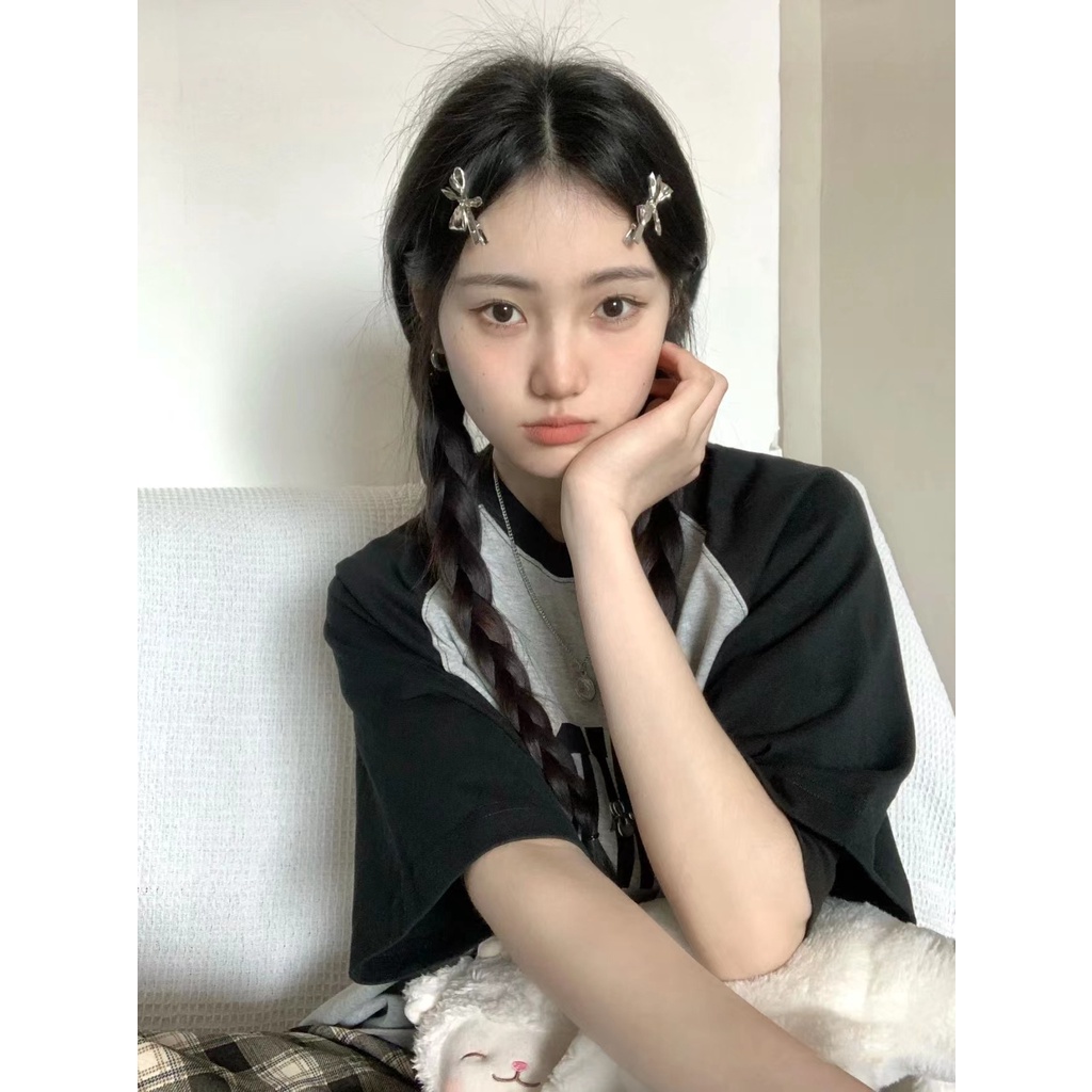 Áo Thun 100% Cotton Tay Ngắn Dáng Rộng In Họa Tiết Hoạt Hình Phong Cách Hàn Quốc Thời Trang Cho Nữ