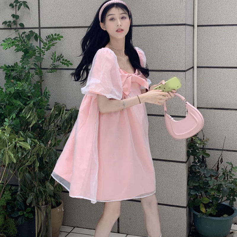 IELGY  Đầm Dáng Chữ a Phối Lưới Thời Trang Cao Cấp Cho Nữ