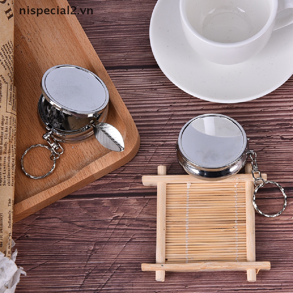 Gạt Tàn Thuốc Hai Lớp Bằng Thép Không Gỉ Có Móc Khóa Tiện Lợi