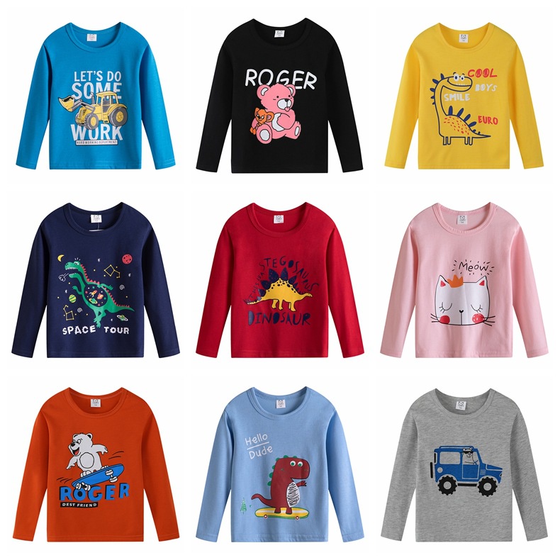 Áo Thun Tay Dài In Hình Dễ Thương Cho Bé Trai & Gái