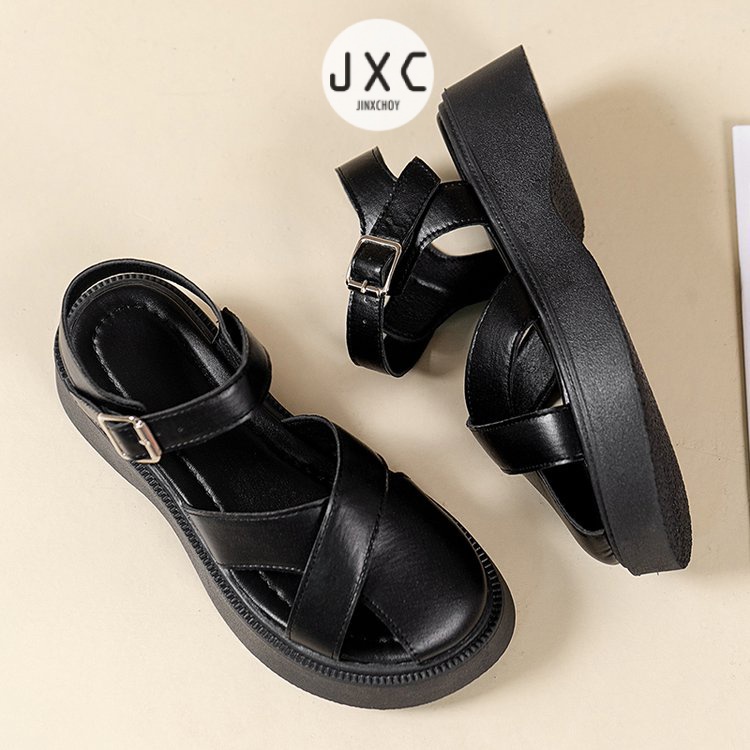 Giày sandal JINXCHOY hở ngón đế dày nhẹ nhàng thoải mái màu trơn phong cách Hàn Quốc mới thời trang cho nữ