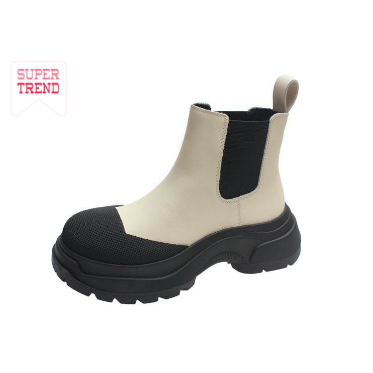 Giày Bốt Ống Ngắn Mũi Tròn Phối Chi Tiết Cổ Điển Thoải Mái Hợp Thời Trang