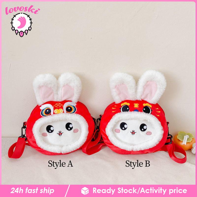 Túi Xách Đeo Vai Hình Thỏ 3D Bằng Vải Lông Cho Nữ