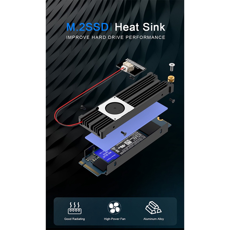 Quạt đĩa cứng trạng thái rắn M.2 Tản nhiệt Tản nhiệt Làm mát Tấm đệm nhiệt Silicone Bộ làm mát cho M2 NVME SATA 2280 PCIE