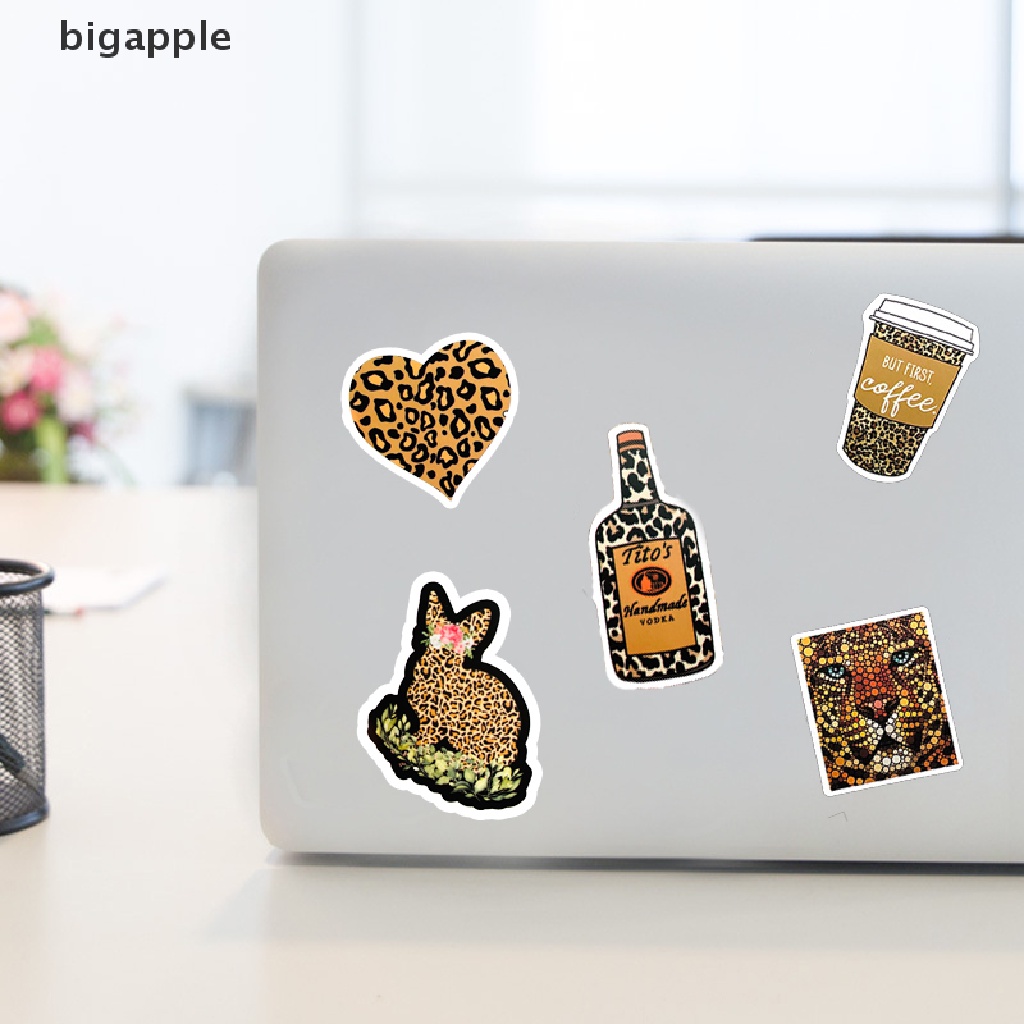 Bộ 50 Miếng Dán Họa Tiết Da Báo Thời Trang Dùng Trang Trí Điện Thoại / Notebook / Xe Đạp