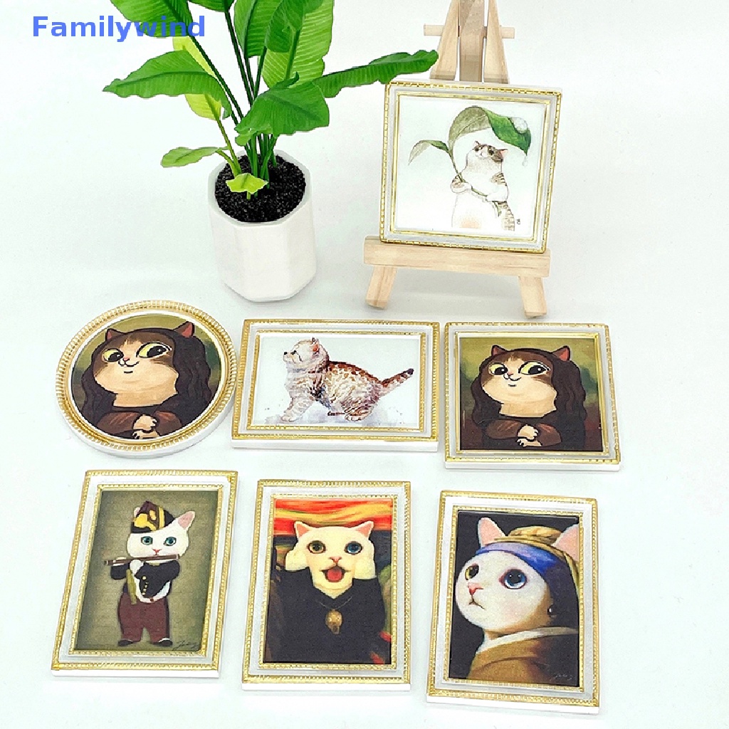 Sticker Dán Tường Họa Tiết Mèo Dễ Thương Bắt Mắt Cho Nhà Búp Bê 1: 12