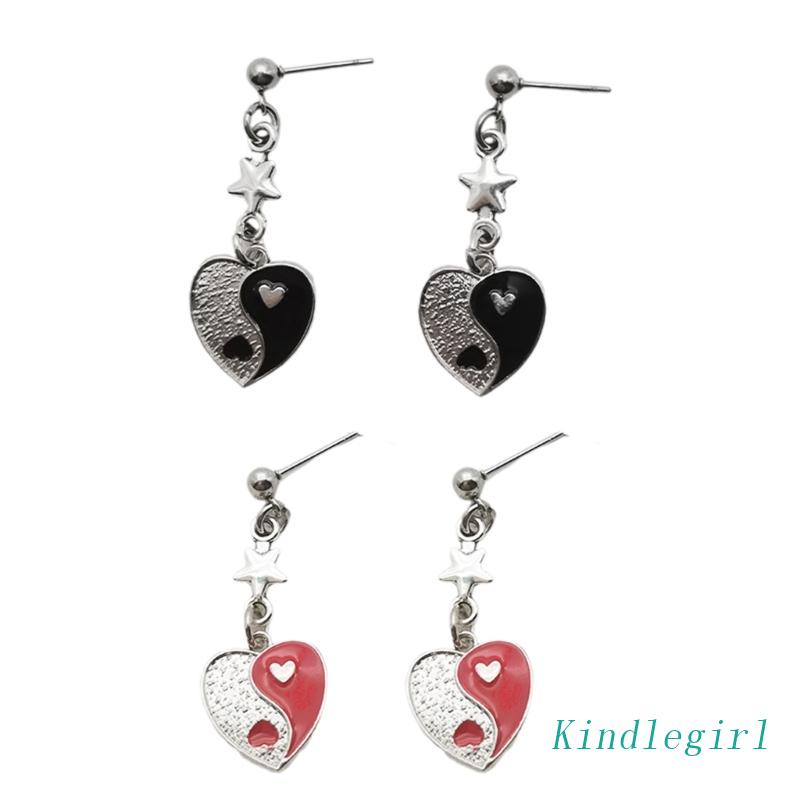 Bông Tai Kim Loại Hình Ngôi Sao / Trái Tim Phối Tua Rua Phong Cách Punk Cho Nữ