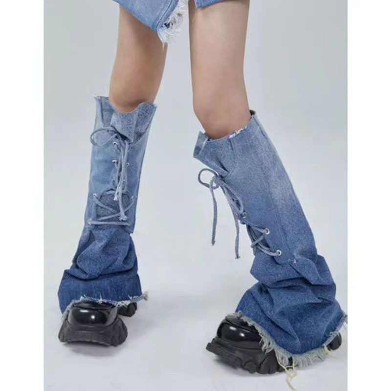 Vỏ Bọc Chân Đứng Bằng Denim y2k y2k Màu Gradient Phong Cách Đường Phố Châu Á Cho Nữ