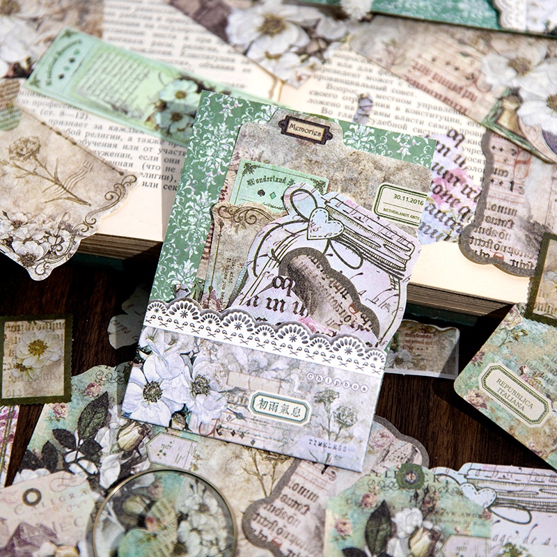 Set 40 Sticker Dán Trang Trí Nhật Ký Phong Cách Vintage