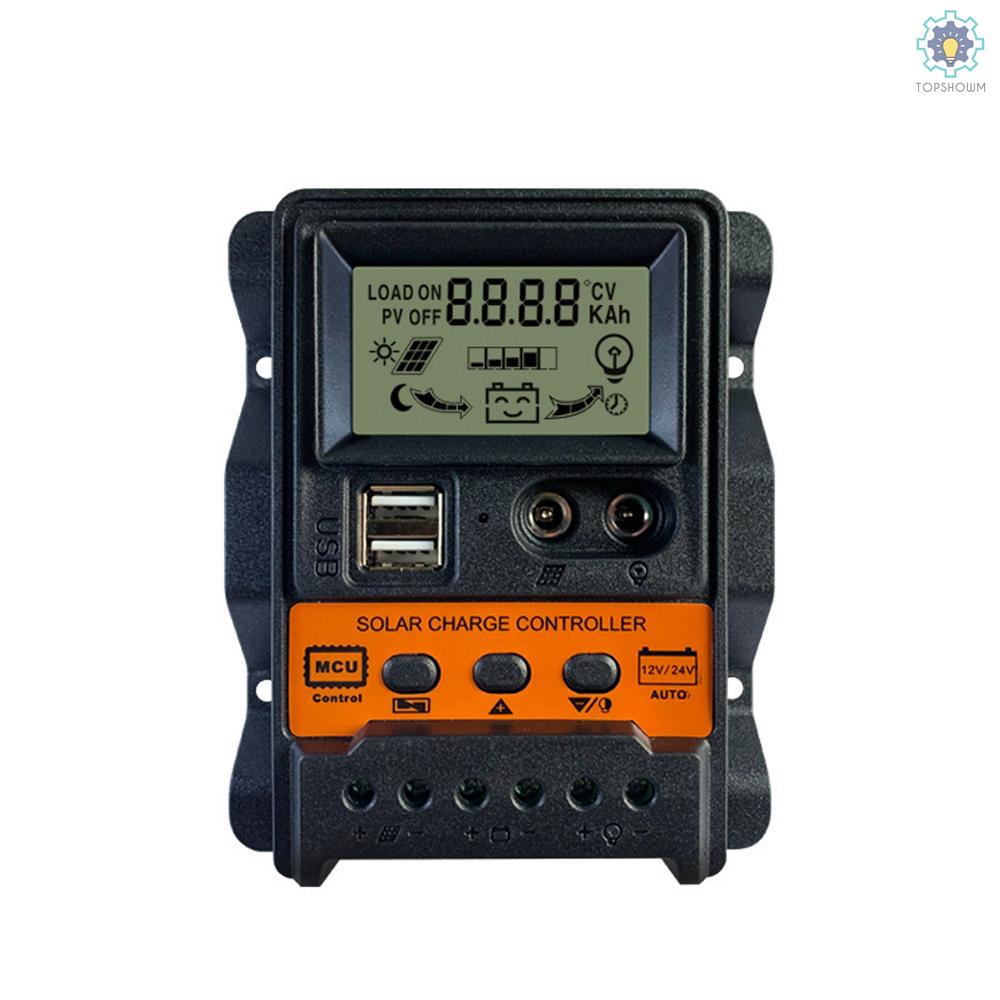 Bộ Điều Khiển Công Suất Năng Lượng Mặt Trời Tự Động Đầu Ra Kép USB 12Volt 24Volt 24Volt Màn Hình LCD