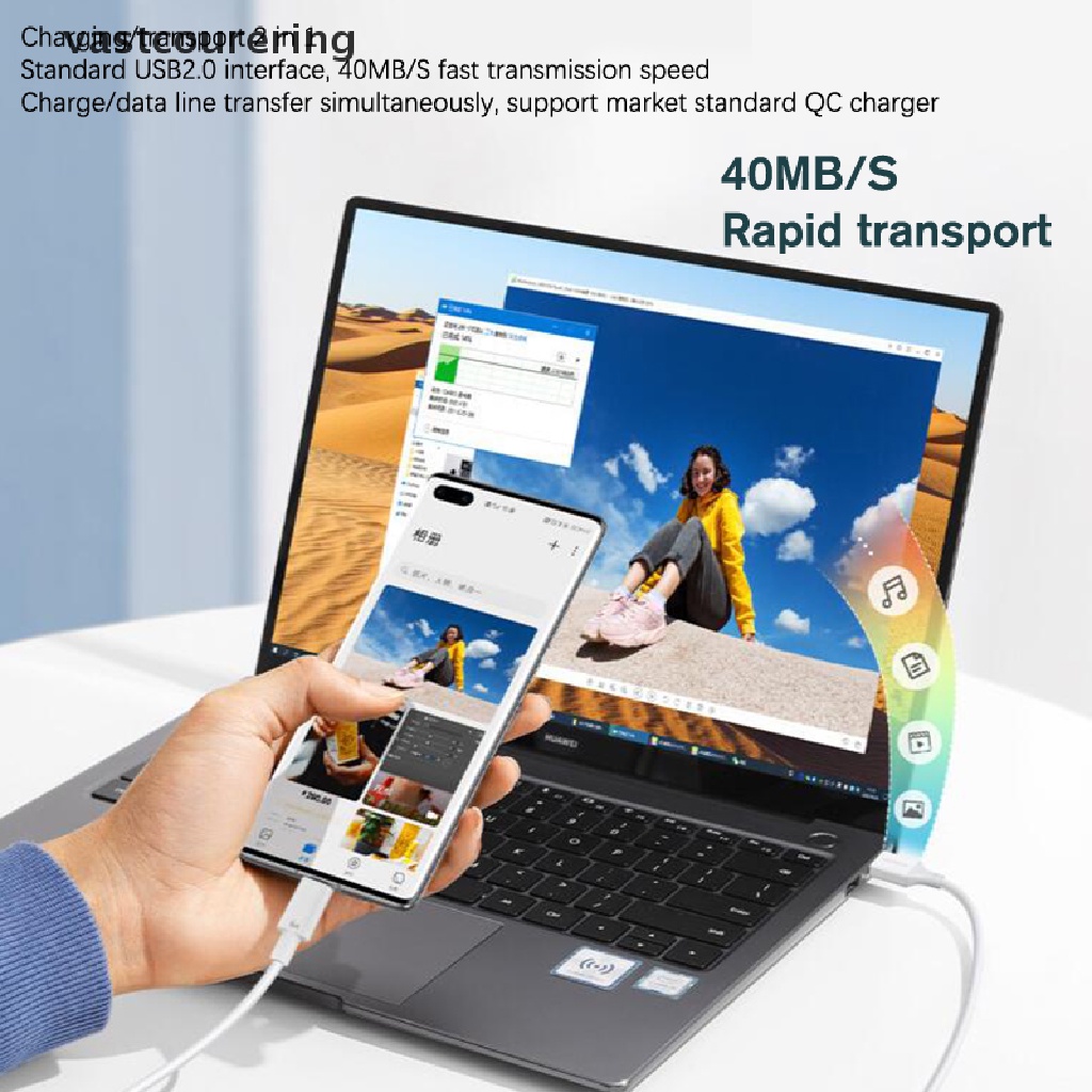 Dây Cáp Sạc Nhanh USB Loại c 1 / 1.5mile 6A 66W Dành Cho xiaomi Samsung Huawei EN