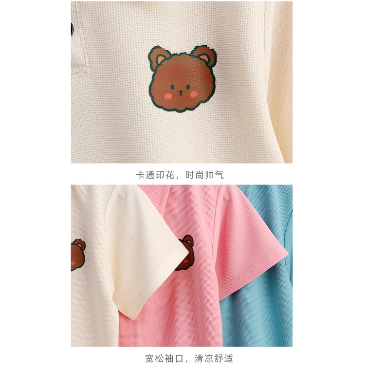 80-2xl Áo Sơ Mi POLO Gấu Cha Mẹ-Con Áo Sơ Mi POLO Mùa Hè Áo Thun Tay Ngắn Bé Trai Bé Gái Màu Trơn Phong Cách Phương Tây Thể Thao Thông Thường