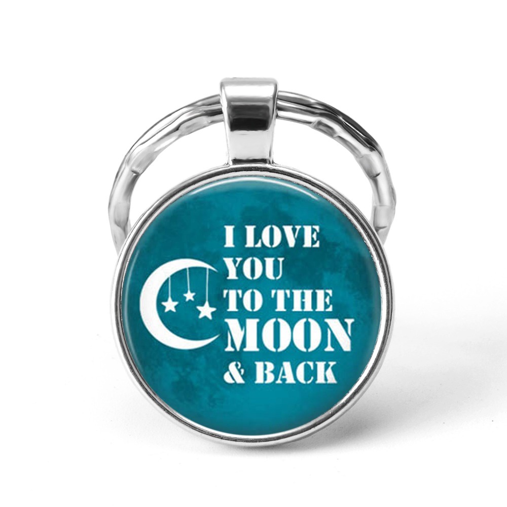 Móc Khóa Mặt Kính Có Chữ I Love You To The Moon and Back Valentine 'S Dành Cho Cặp Đôi