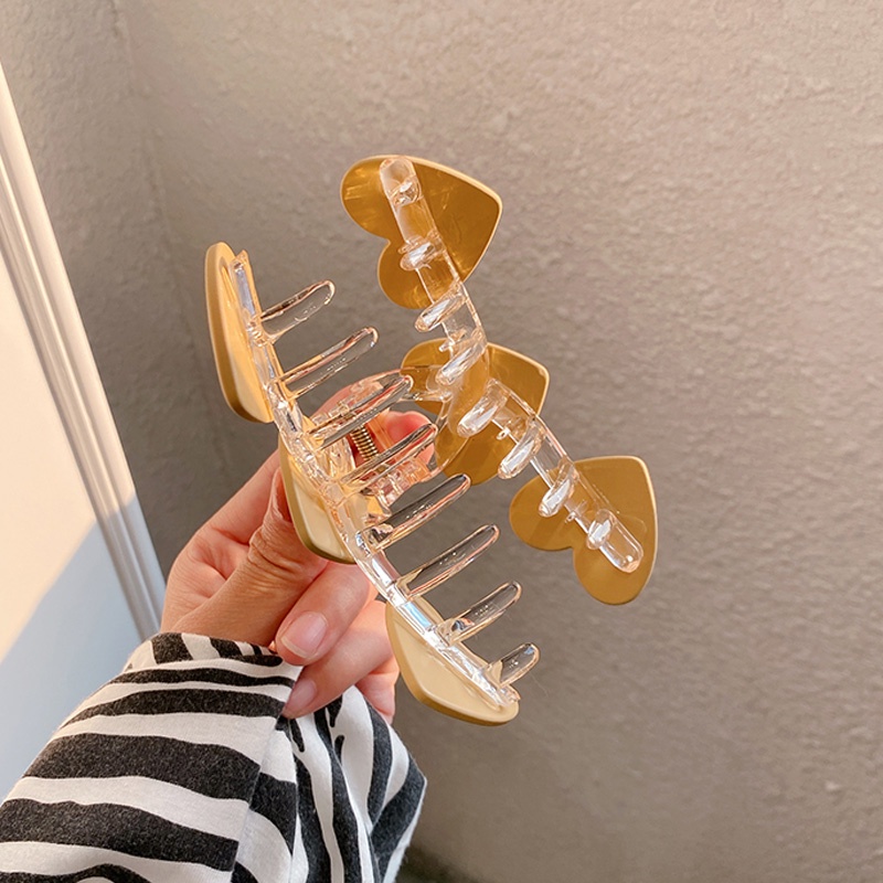 Kẹp Tóc Nhựa Trong Suốt Hình Trái Tim / Cá Mập Thời Trang Cho Nữ