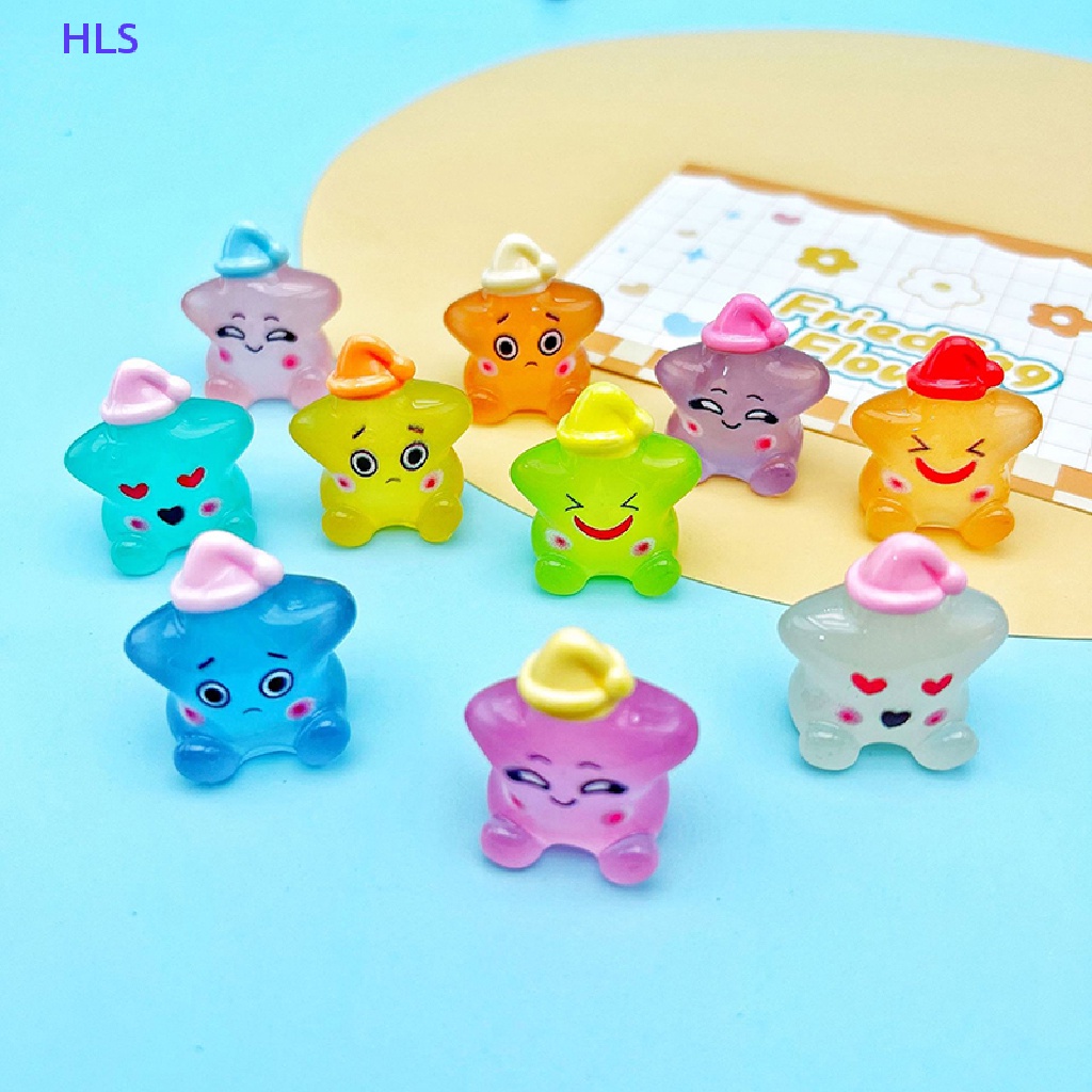 Bộ 2 Đồ trang trí Ngôi Sao Dạ Quang Mini Bằng Nhựa Resin Dễ Thương Dùng Trang Trí