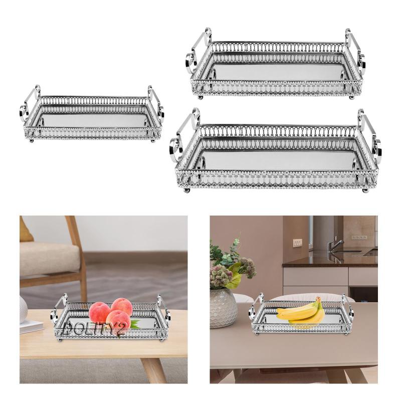 [Dolity2] Khay Phục Vụ Tráng Gương Trang Trí Chống Trượt Hình Bàn Chân Cho Mỹ Phẩm Trái Cây