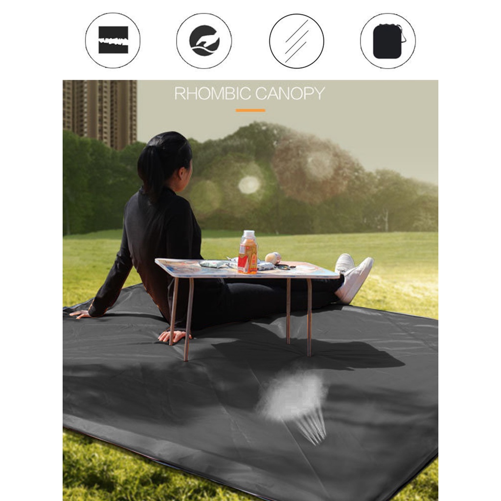 Lều Vải Oxford Che Nắng Chống Mưa Hình Viên Kim Cương Màu Đen / Bạc Dùng Khi Đi Cắm Trại Ngoài Trời