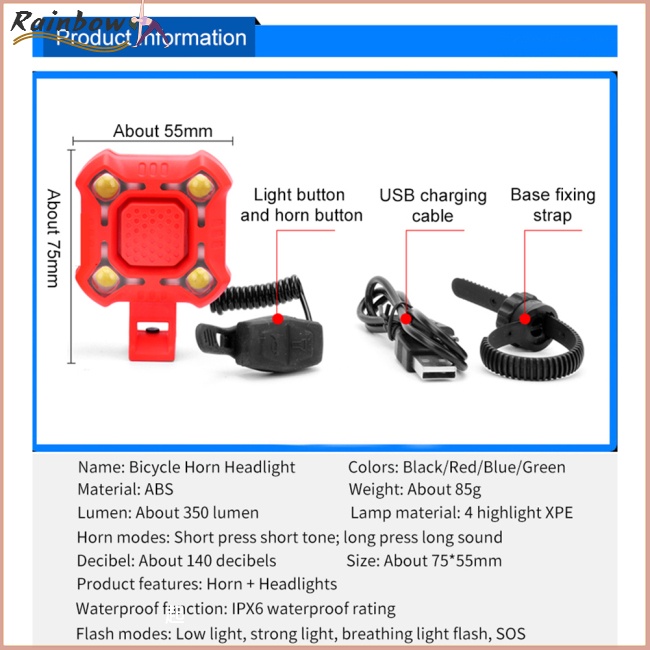 Đèn Pha Xe Đạp Leo Núi 140Db 4 Chế Độ Kèm Sạc Tiện Dụng Chất Lượng Cao