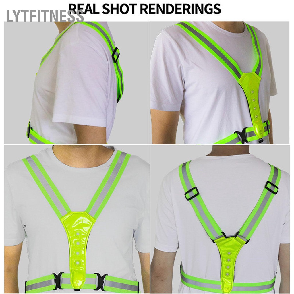 LYTFitness Áo phản quang LED có khả năng hiển thị cao  thoáng khí chống thấm nước thể sạc lại áo an toàn cho chạy bộ đi xe đạp thao ngoài trời