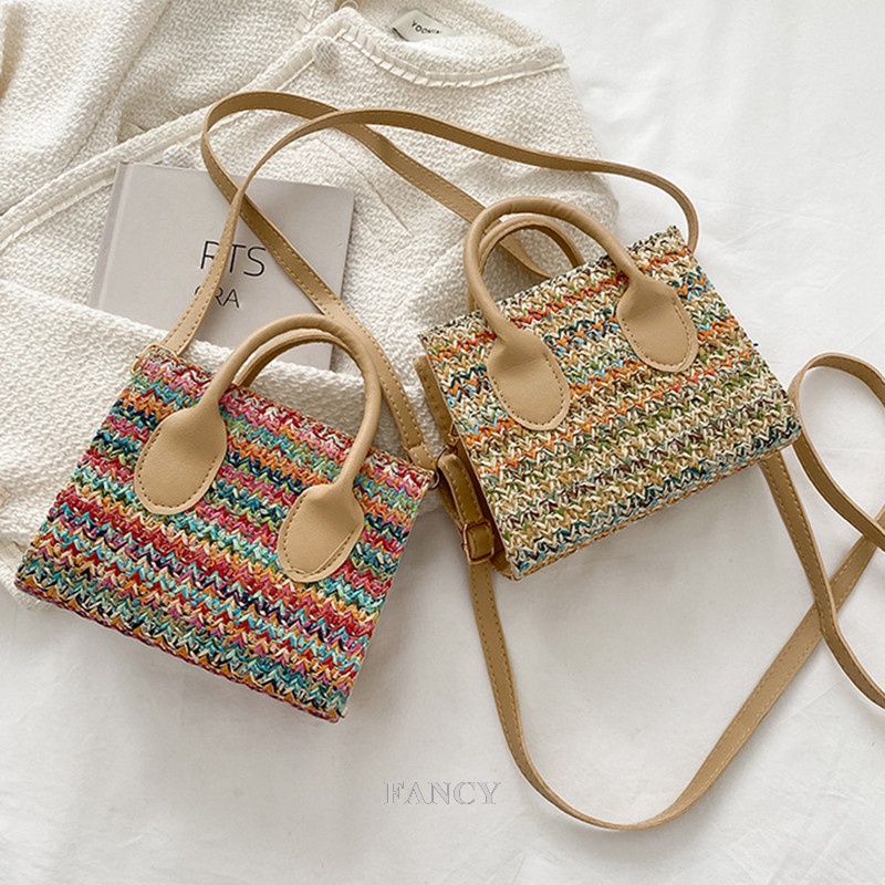 Túi Rơm Đeo Chéo Có Khóa Kéo Thời Trang Cho Nữ