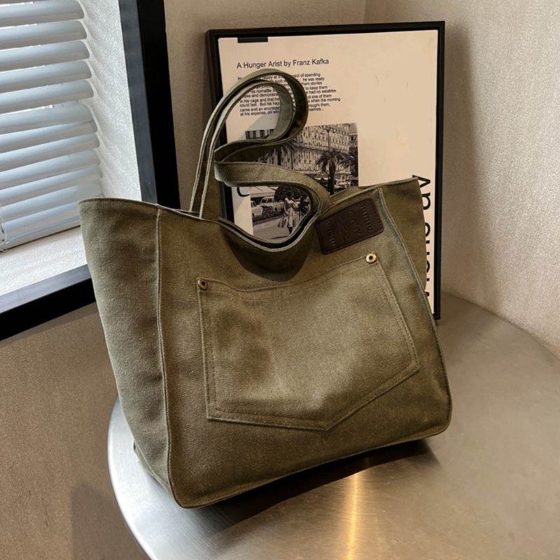 Túi Xách Đeo Vai Bằng Vải Có Dây Kéo Sức Chứa Lớn Dành Cho Nữ