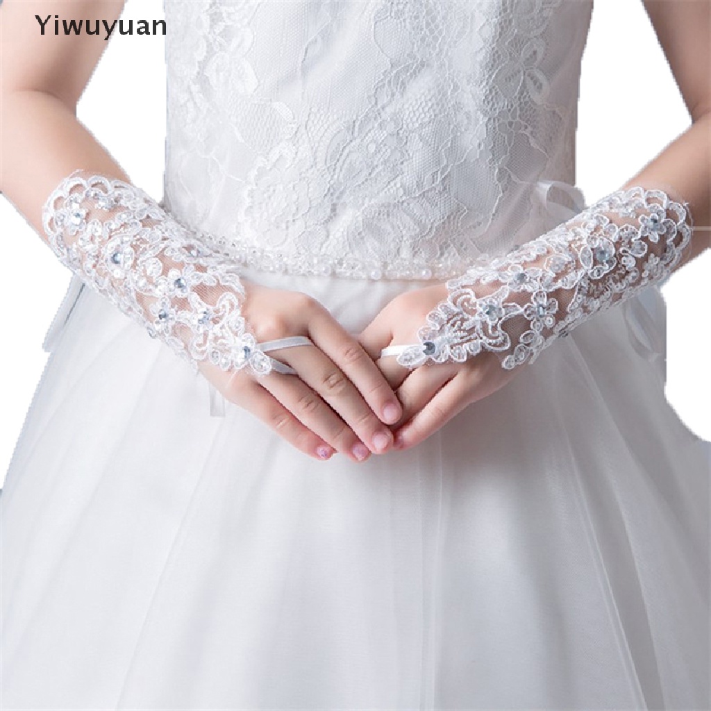 &lt; Yiwuyuan &gt; Găng Tay Công Chúa Phối Ren Đính Kim Cương Làm Đạo Cụ Chụp Ảnh Cho Bé Gái