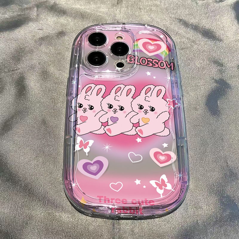 ✅Ốp Điện Thoại Dẻo Trong Suốt Họa Tiết Chú Thỏ Dễ Thương Chống Sốc Cho iPhone14 Love promax Xs12137xr Apple / 8p / 11 / 14