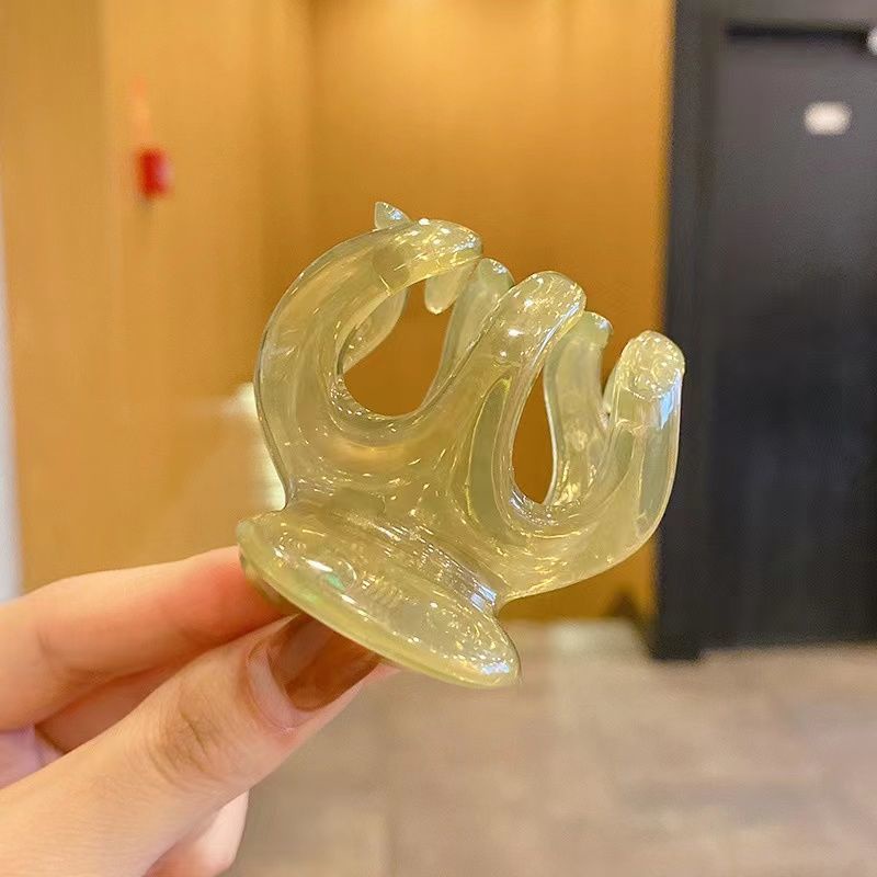 Kẹp Tóc Cỡ Lớn Bằng Acrylic Màu Xanh Lá Thời Trang Mùa Hè Cho Nữ