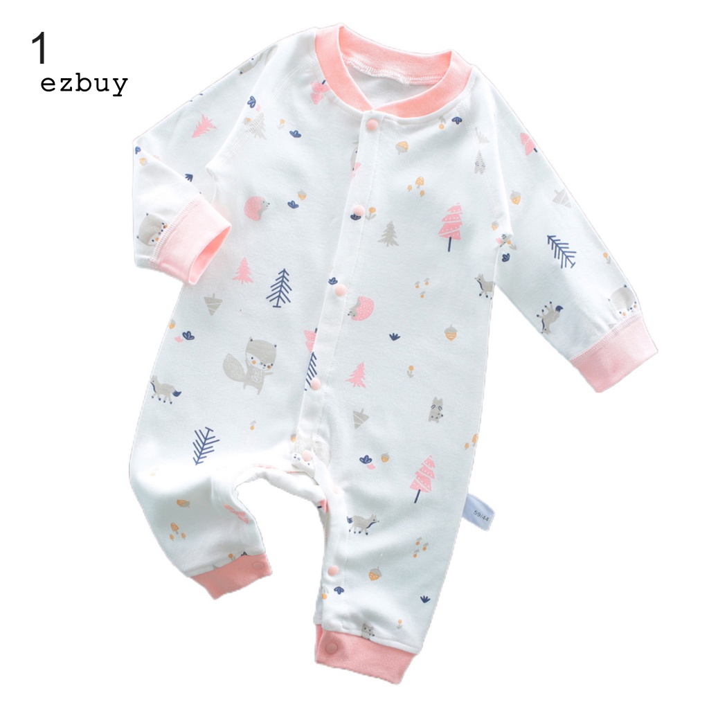 Áo Liền Quần Dài Tay Thoáng Khí Giữ Ấm In Họa Tiết Dễ Thương Cho Bé