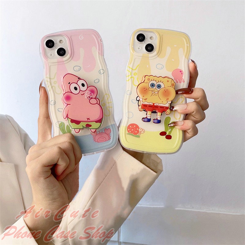 Ốp lưng Redmi Note 12 11 11S 10 10S 9 9S 8 7 5 Pro Redmi A1 12C 10C 10A 9A 9T 9C Xiaomi MI POCO X5 X3 NFC F4 Note12 4G 5G Note11 Note10 Redmi12C RedmiA1 Transparent Wave SpongeBob Patrick Star Popsocket Stand Soft Case