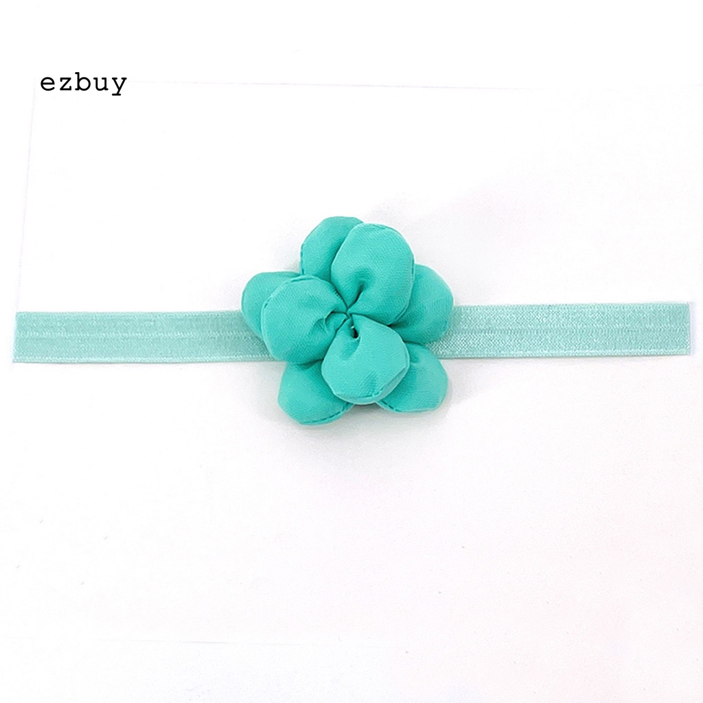 Băng Đô Cài Tóc Đính Hoa 3D Co Giãn Màu Sắc Trơn Thoải Mái Thời Trang Cho Bé Gái