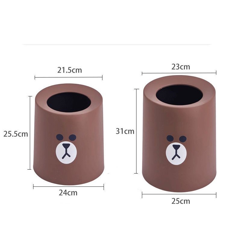 Thùng Rác Đôi Hình Gấu Hoạt Hình Dễ Thương Không Có Nắp Cho Phòng Khách Nhà Bếp