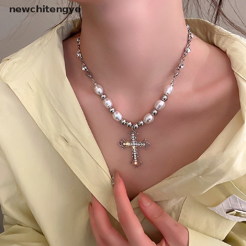 Vòng Cổ Chuỗi Ngọc Trai Kim Cương Giả Phong Cách Punk Hip Hop Đơn Giản Thời Trang Cho Nữ