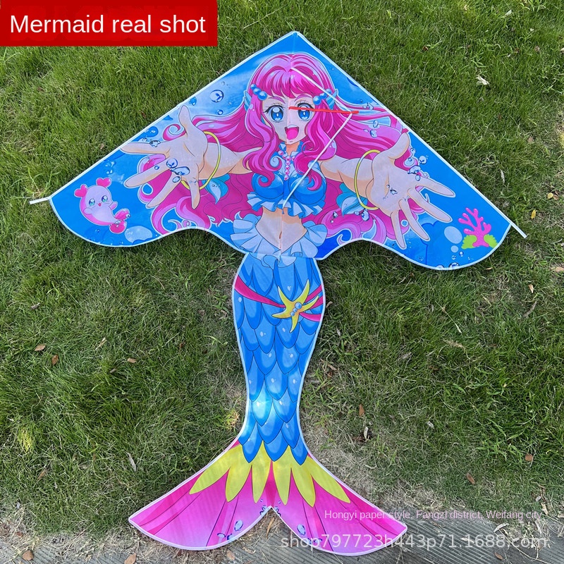 Diều Tam Giác Bằng Giấy Họa Tiết Nàng Tiên Cá Hoạt Hình Vui Nhộn Dễ Thương