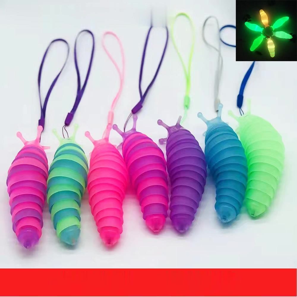 Móc khóa/đồ chơi Sâu Bướm Phát Sáng khớp thân uốn éo linh hoạt giải tỏa căng thẳng (1 con-màu ngẫu nhiên)