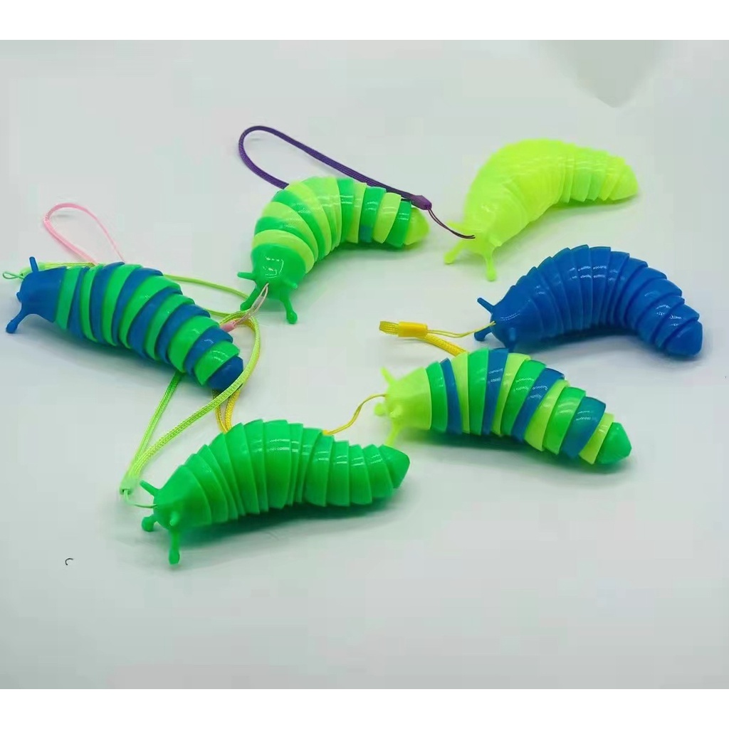 Móc khóa/đồ chơi Sâu Bướm Phát Sáng khớp thân uốn éo linh hoạt giải tỏa căng thẳng (1 con-màu ngẫu nhiên)