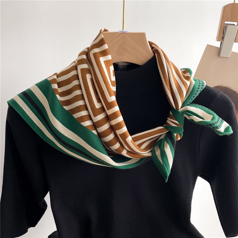 Khăn Choàng Cổ Vải Lanh Cotton Mỏng Họa Tiết Hình Học Đơn Giản Cho Nữ