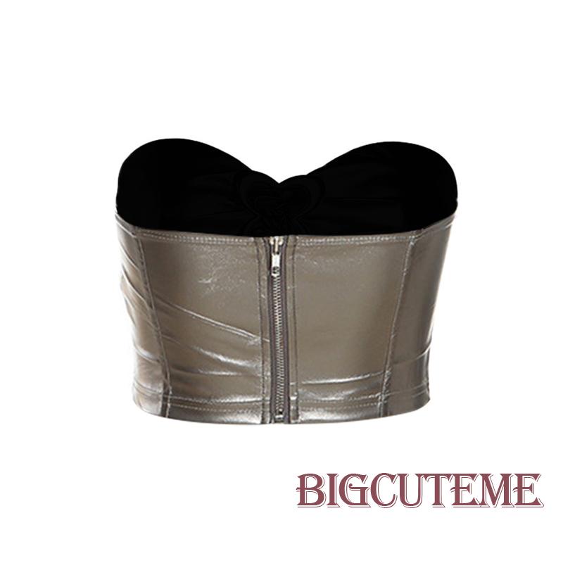 Áo Ống Cổ Thuyền Màu Trơn Có Khóa Kéo Thời Trang Đường Phố Cho Nữ