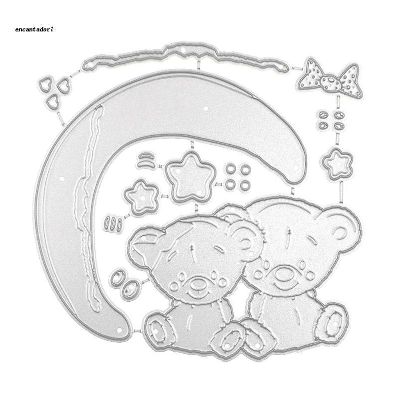 ✿ Khuôn Cắt Giấy Kim Loại Hình Gấu Và Mặt Trăng