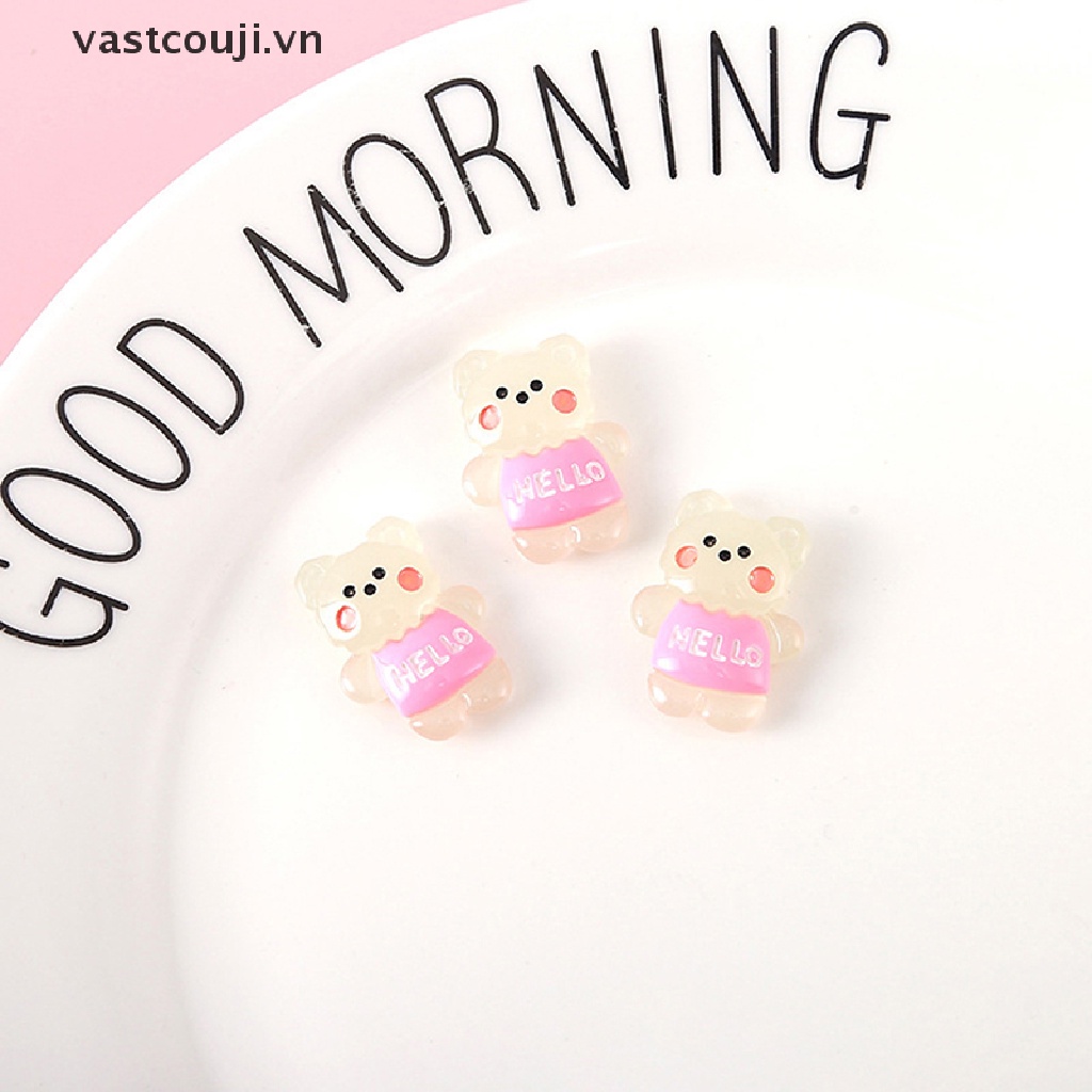 Bộ 2 Gấu Bông Mini Bằng Nhựa Phát Sáng Dùng Trang Trí DIY