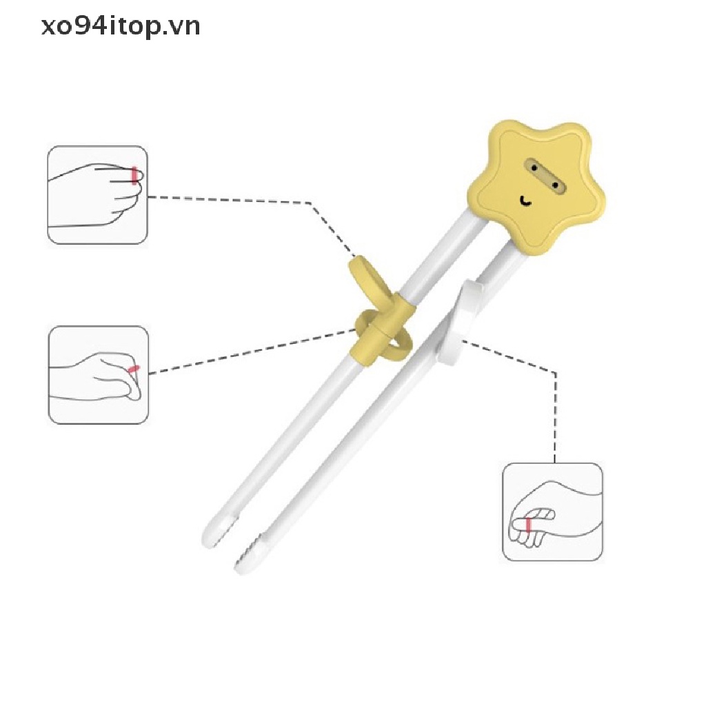 1 Cặp Đũa Tập Ăn Có Thể Tái Sử Dụng Kèm Vòng Silicon Cho Bé