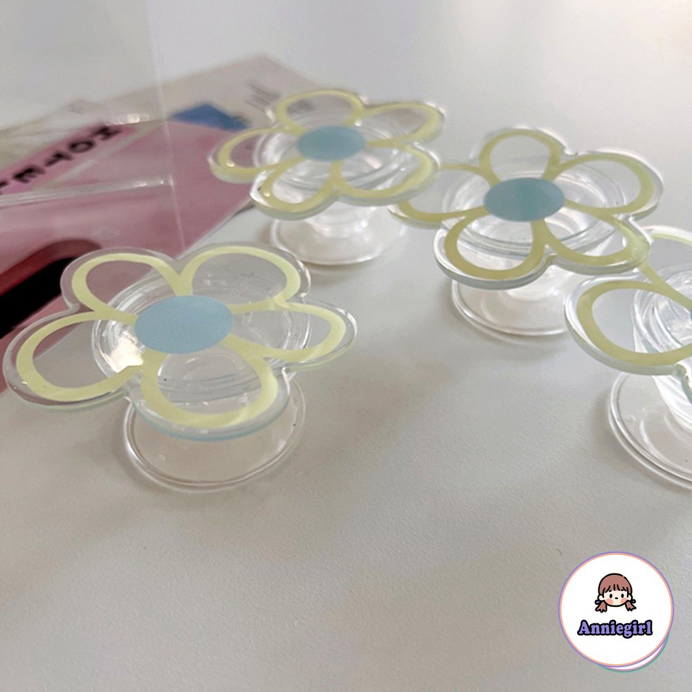 Giá Đỡ Điện Thoại / Máy Tính Bảng Hình Hoa Màu Xanh Da Trời Bằng Kính Cường Lực