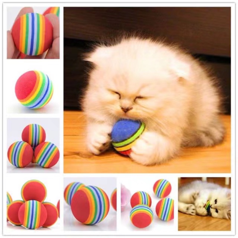 Pet toys EVA foam cotton ball rainbow ball colorful ball cat toy ball dog toy ball