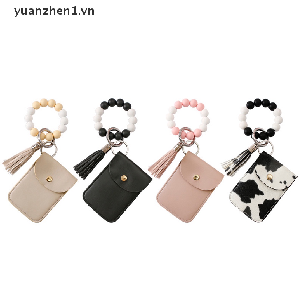 Móc Khóa Dạng Ví Đính Hạt Phối Dây Tua Rua Và Dây Đeo Tay Bằng Silicon