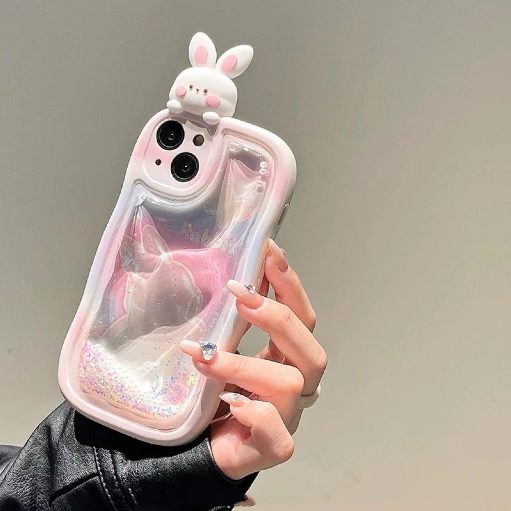 Ốp Điện Thoại Trang Trí Cát Kim Tuyến Hình Thỏ 3d Cho iphone15promax 13promax 12 promax / 11 14Plus / 13pro