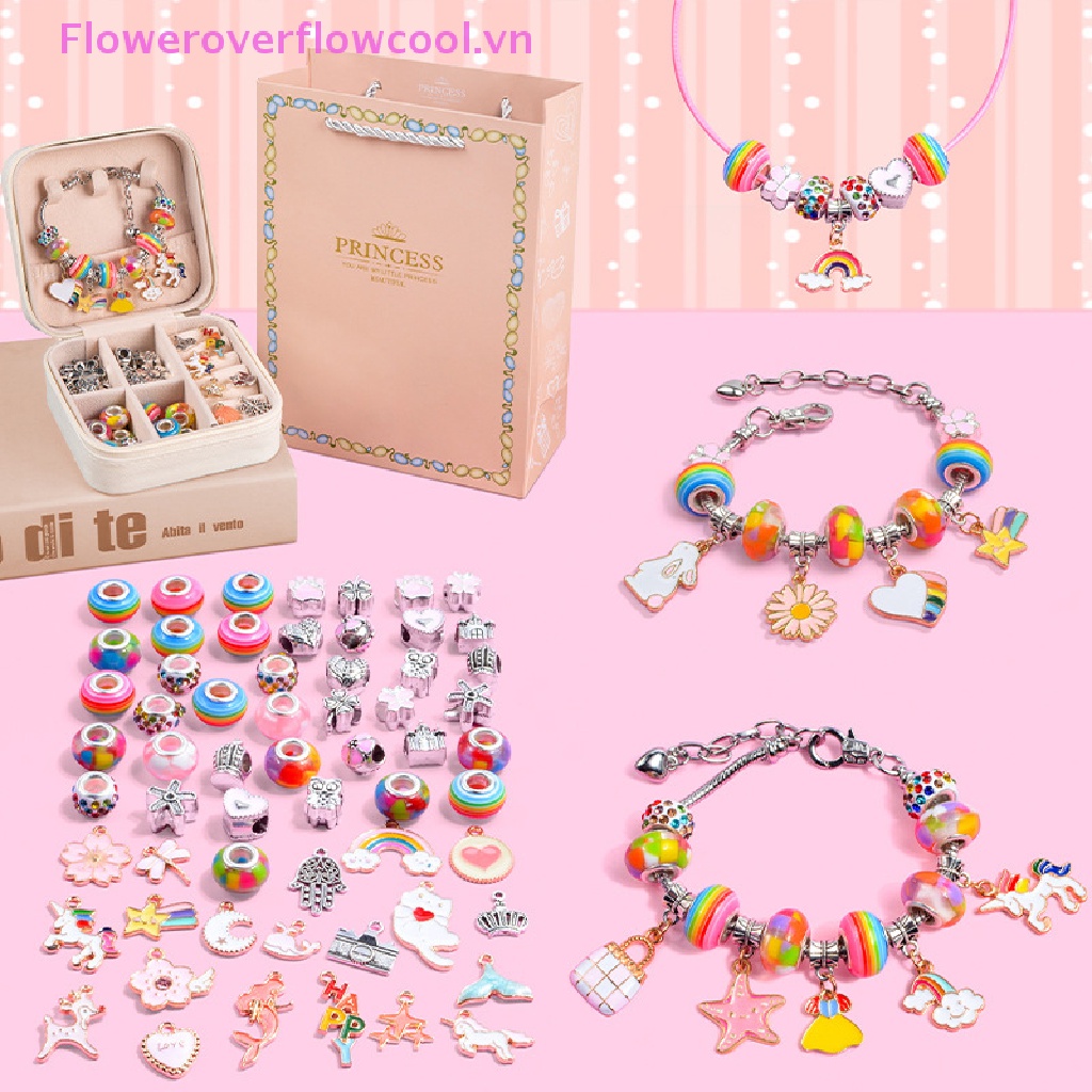 1 Bộ Hạt Xỏ Vòng Tay Trang Sức Sáng Tạo DIY Dành Cho Bé Gái